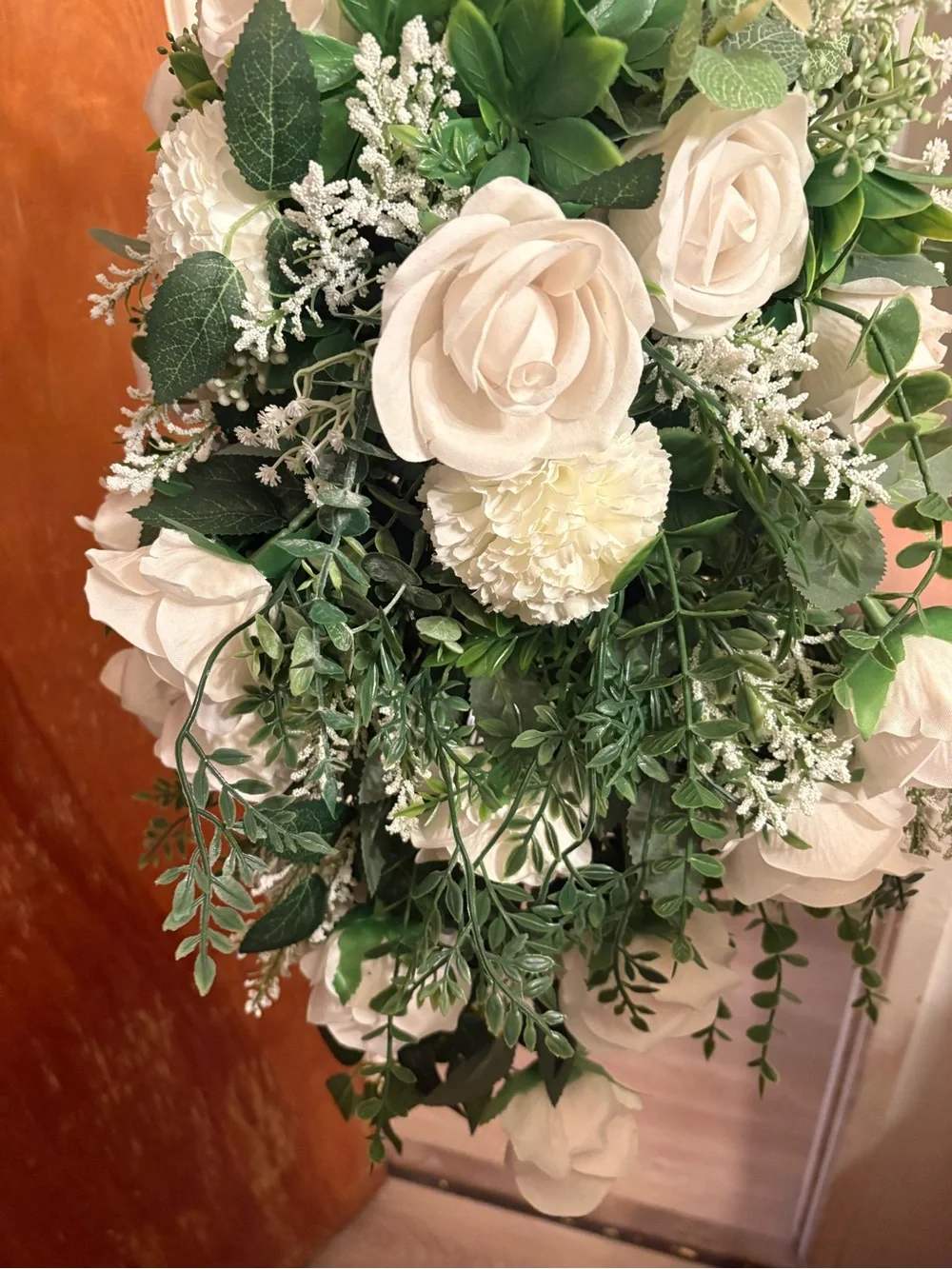 White and Green Silk Floral Bouquet/ bridal bouquet made by me